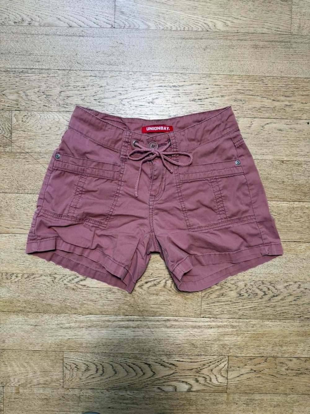 Unionbay Women's Drawstring Cargo Shorts in Dusty Rose